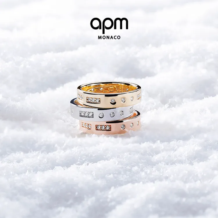 [周翊然同款]APM Monaco LOVE摩斯密码银色戒指饰品时尚情侣对戒