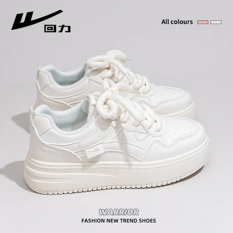 回力秋冬季白色小白鞋女2025新款厚底板鞋百搭增高休闲透气运动鞋