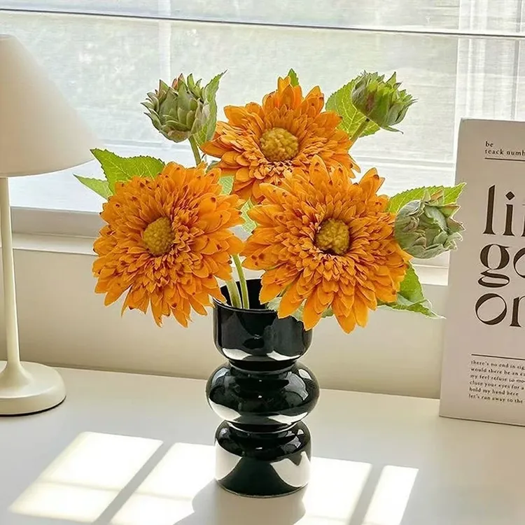 复古泰迪向日葵仿真花绢花客厅电视柜茶几假花插花卉装饰桌面摆件