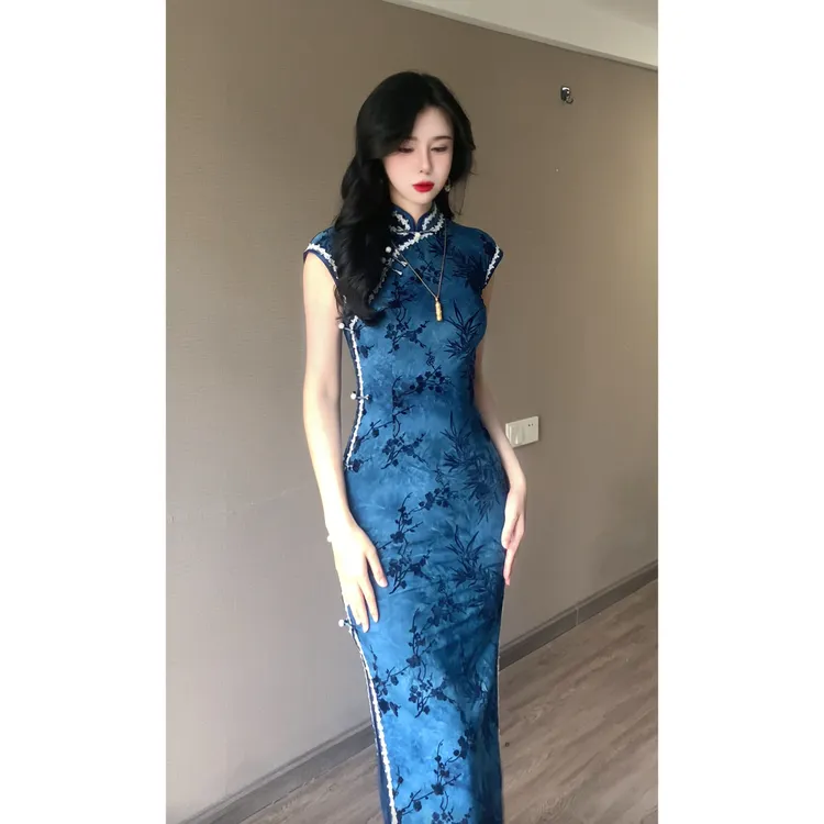 【晚棠】玉簪记新中式旗袍夏季薄款无袖弹力气质高级感旗袍连衣裙