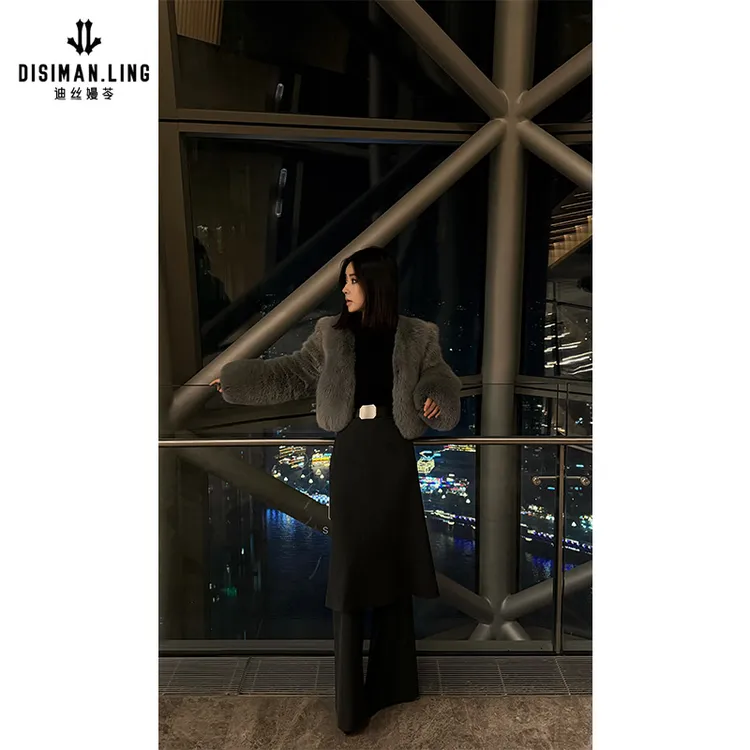 【迪丝嫚苓】中灰色裤子秋冬款潮流时尚舒适百搭小众设计衣服原创风