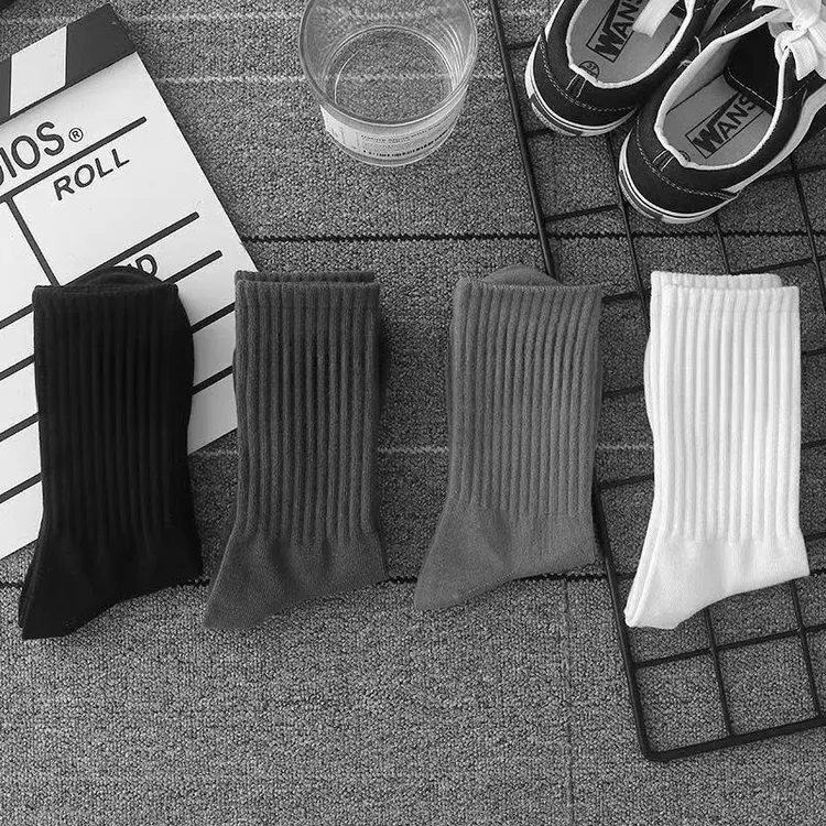 【纯色束腰中筒】男士中筒袜秋季薄款长筒袜女士袜子男款男士袜子