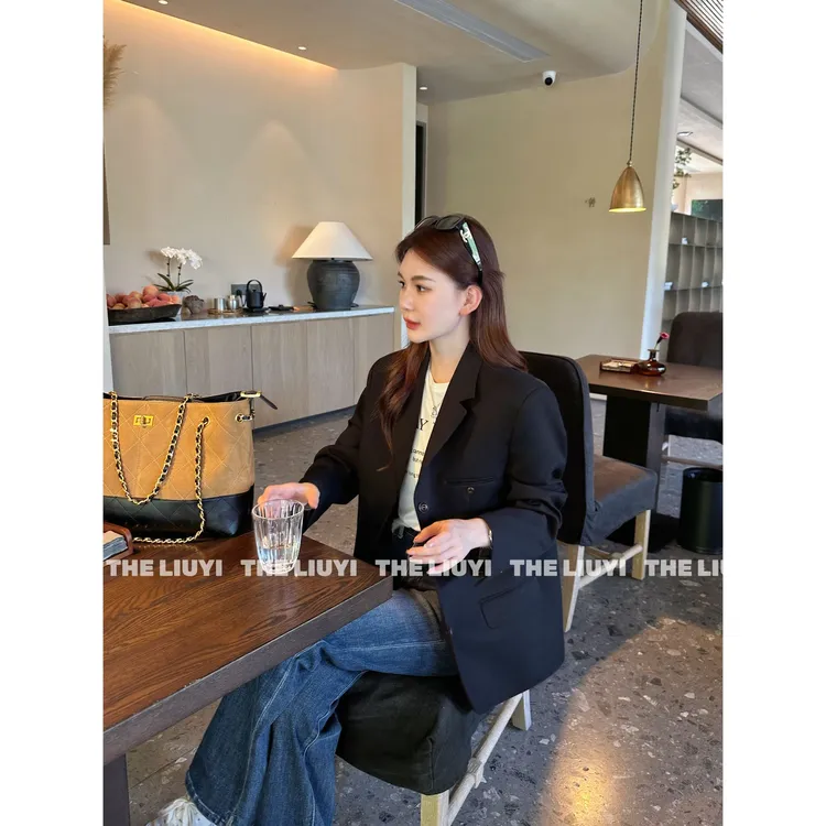 【LIUYI】黑标西装～定制天丝混纺极简立体剪裁西装外套58249