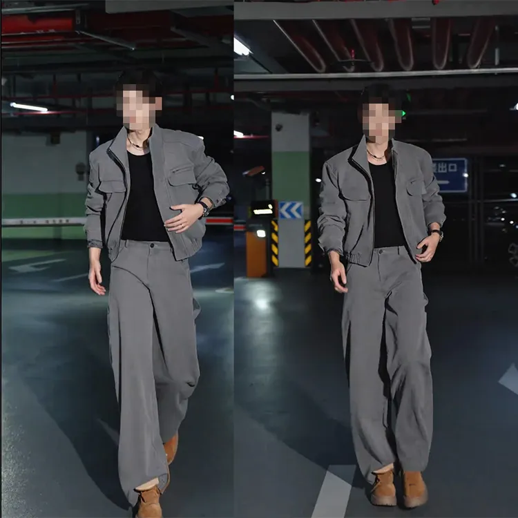 龙刀刀秋季新款潮流复古工装休闲风百搭立领夹克宽松阔腿长裤套装