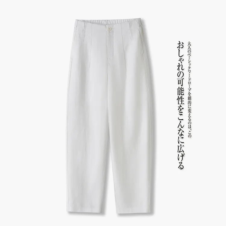 天丝亚麻弯刀裤女夏薄2025爆款宽松休闲哈伦裤抗皱棉麻九分镰刀