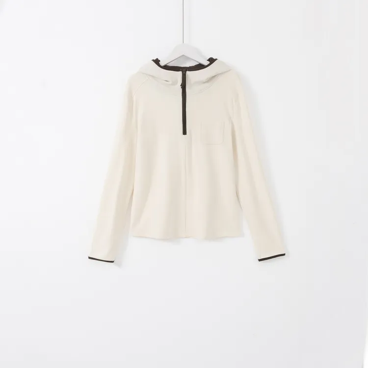 几里与麻 撞色高级感连帽打底衫 衣长58 胸围92 2103044