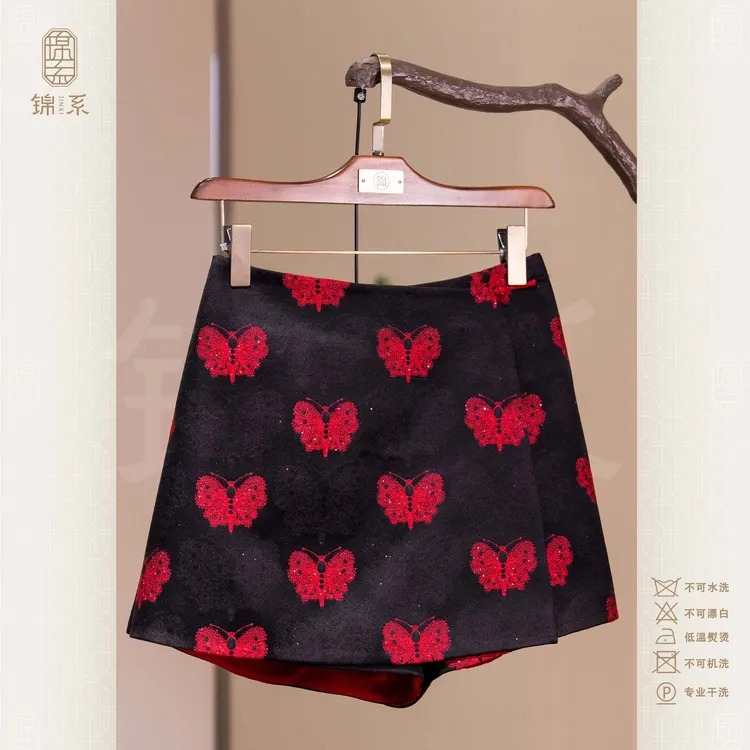 【锦系】上久楷丝毛新中式国风桑蚕丝后松紧腰短裤K-383393