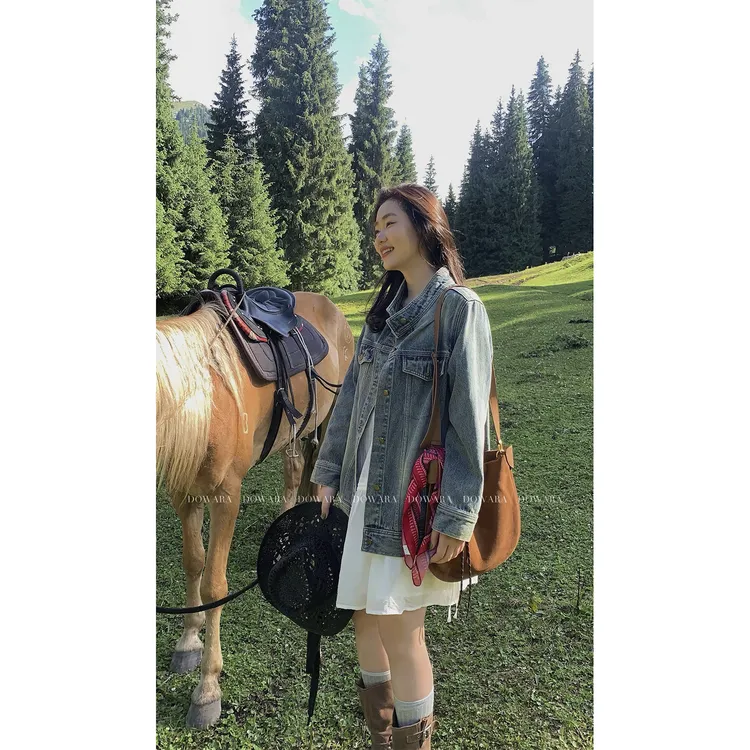 大婉酱微胖定制【高密棉牛仔】秋百搭牛仔翻领做旧长短款外套8952D