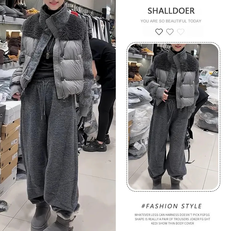 2025冬季新款立领棉衣休闲裤两件套女时尚百搭显瘦气质网红套装