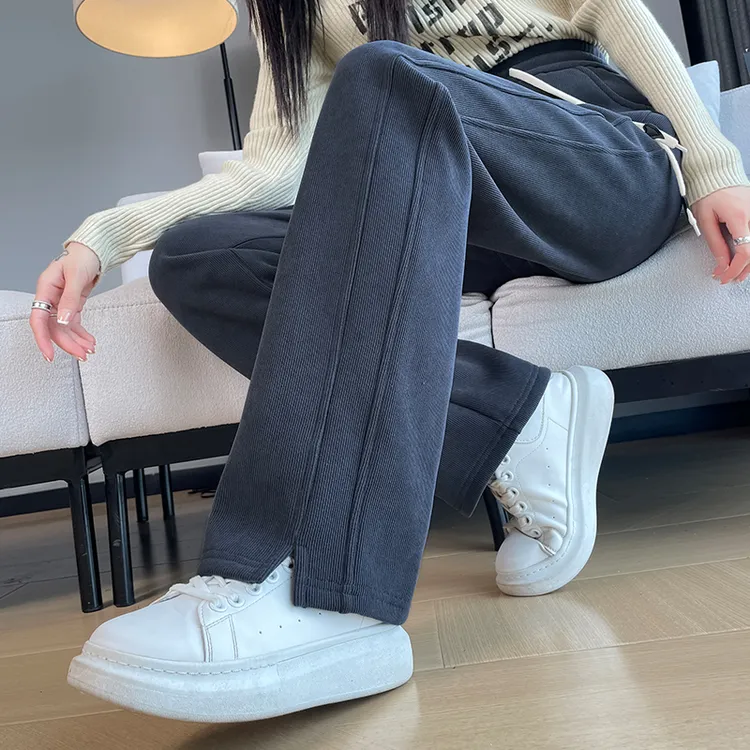 窄版阔腿裤女春秋2025新款高腰九分垂感休闲大码直筒运动香蕉裤子