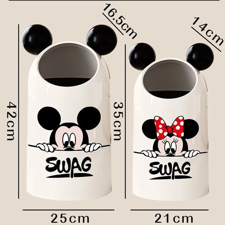 米奇米老鼠可爱卡通创意垃圾桶米奇垃圾桶北欧风敞口纸篓卫生间