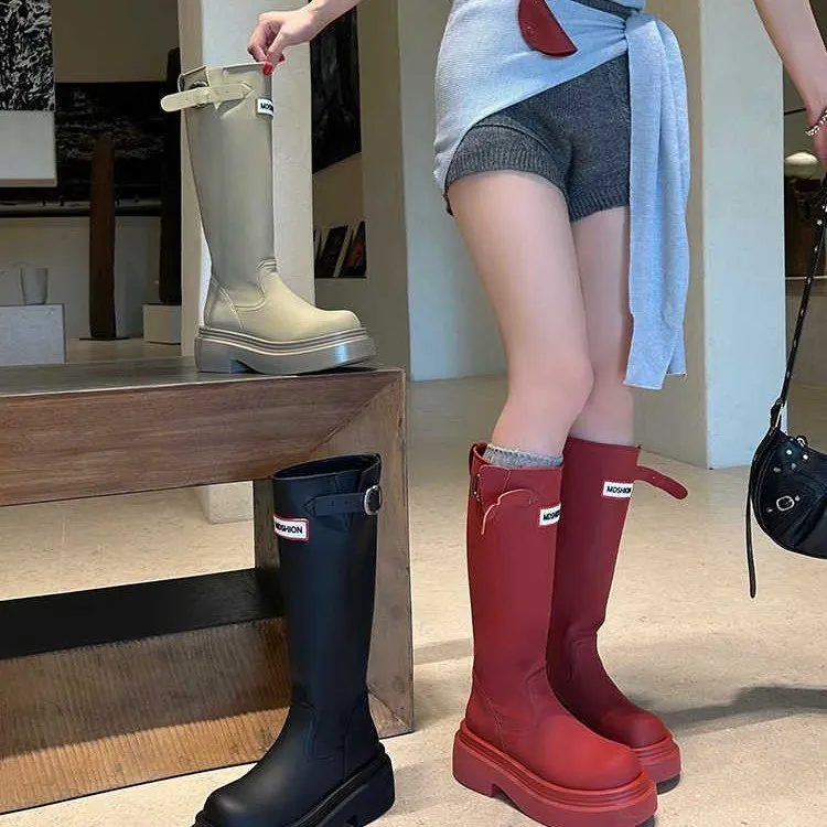 小个子马丁靴女2025秋冬季新款大筒围厚底显瘦中筒短靴机车骑士靴