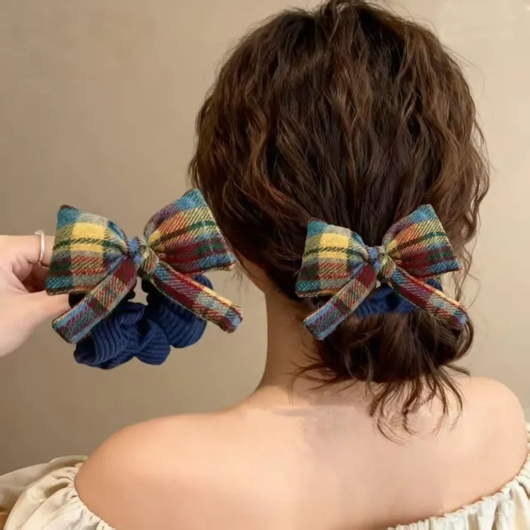 新款女韩瑞丽风发圈发绳甜美手工日系皮筋彩色高定头绳大肠圈ins