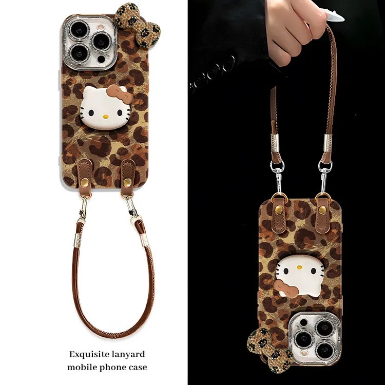 适用于苹果17棕色豹纹KT手机壳华为oppo/vivo冰川纹可爱简约网红