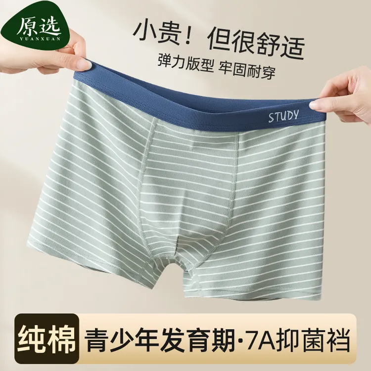 男士内裤男款秋冬纯棉7A抑菌平角内穿短裤男人男式青少年裤头底裤