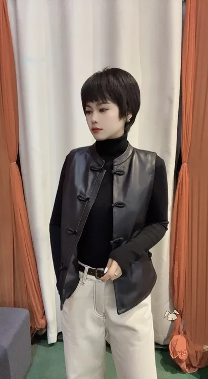 中国风短款马夹百搭唐装女盘扣上衣