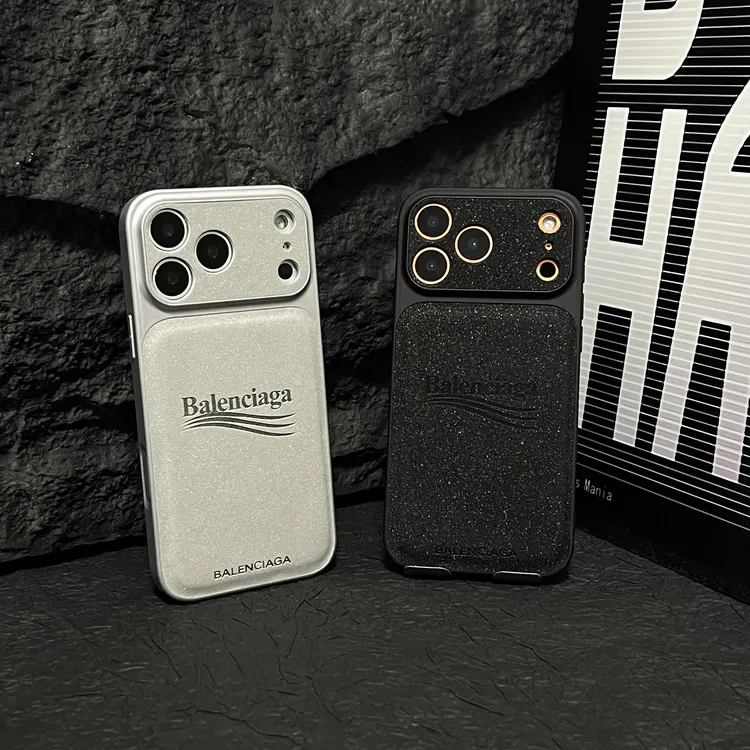 潮牌巴黎皮纹压印标适用于苹果17promax手机壳iPhone16精孔大视窗