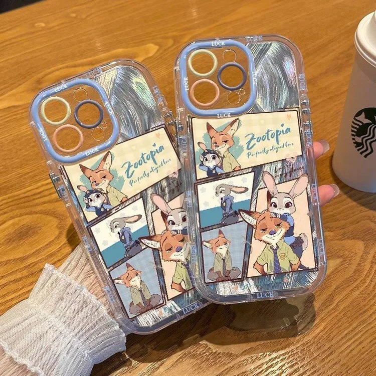卡通疯狂动物城尼克朱迪适用于苹果16手机壳iPhone15全包14防摔1