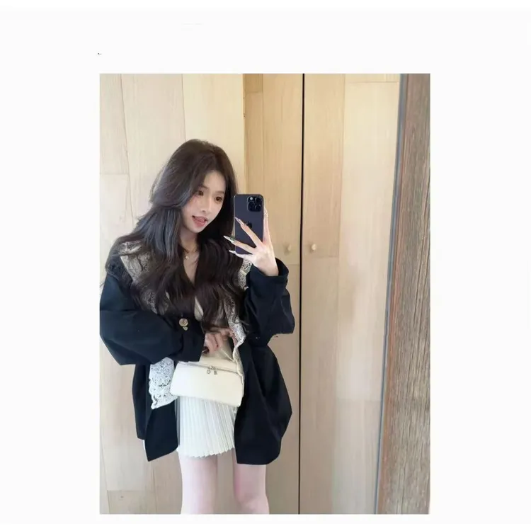 【小巧定制】XQ2645秋季新款时尚洋气假两件风衣外套大码女装