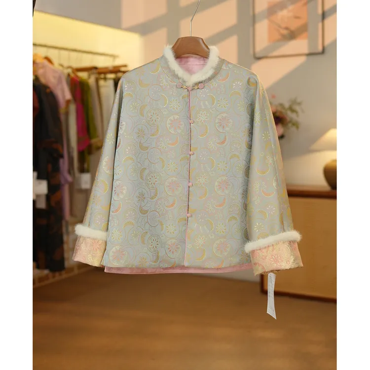 专属链接【日月同辉.宋锦】桑蚕丝填充物新中式双面穿宋锦棉袄F25363