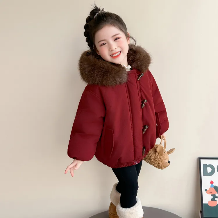 女童加绒派克服外套冬装2025新款加厚儿童棉衣休闲韩版宝宝外套