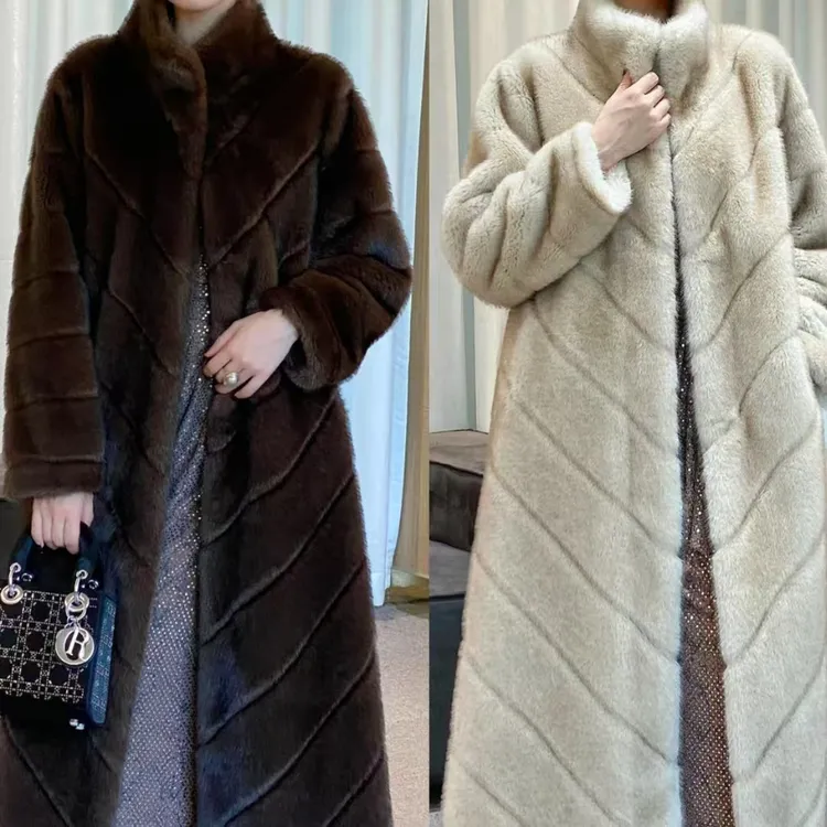 【条纹海宁正品】严寒芬兰设计时尚冬季保暖新款轻奢长大衣女款