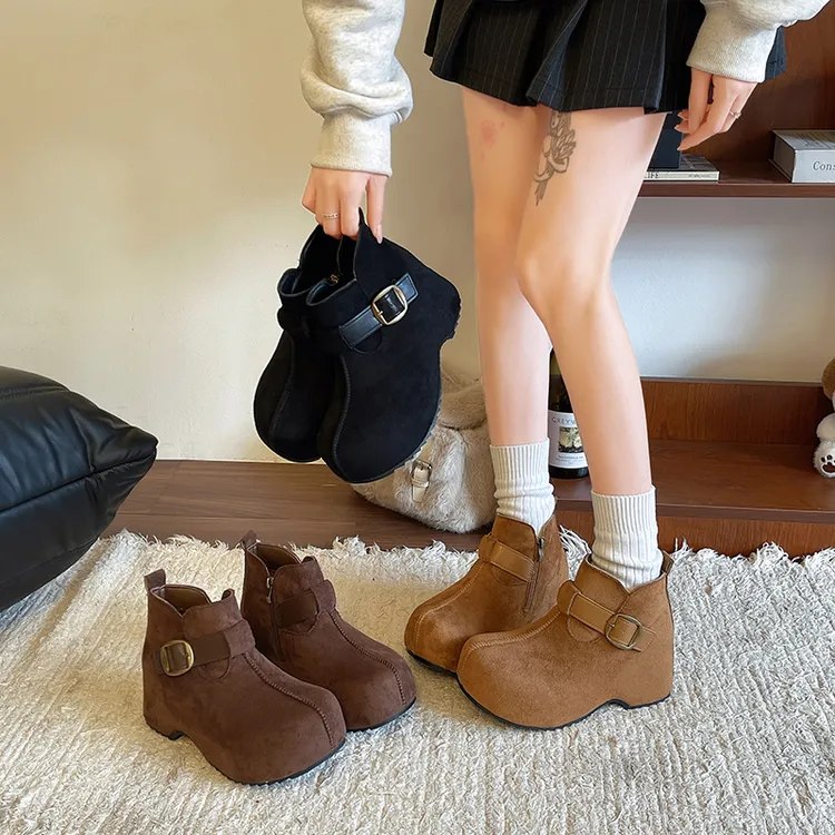 加绒保暖高帮勃肯鞋女内增高2025新款冬一脚蹬厚底高帮棉鞋勃肯靴
