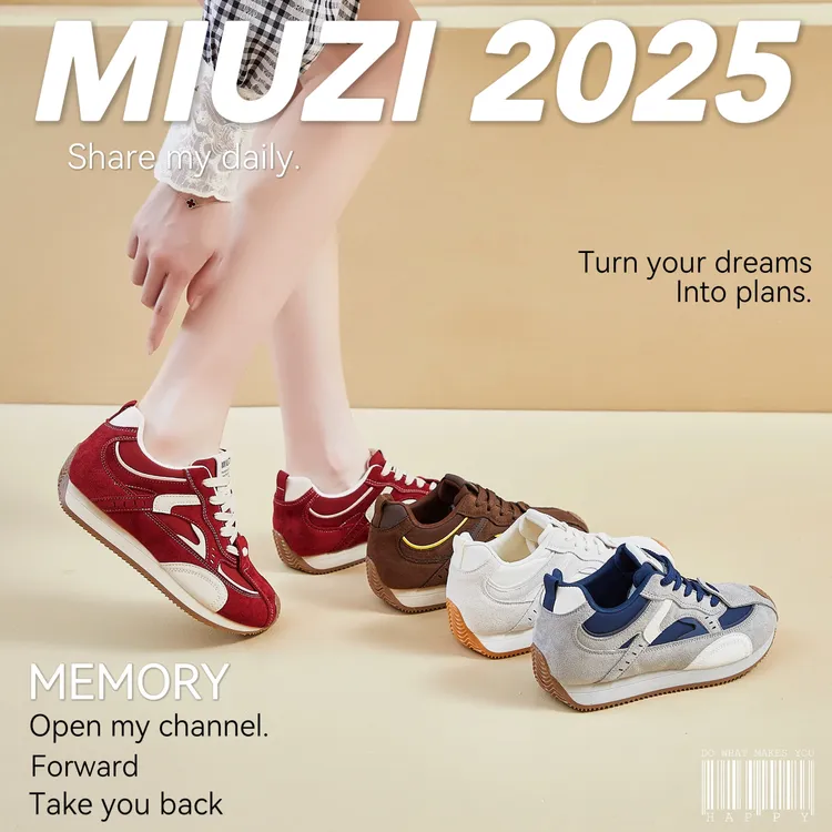 MIUZI谬姿 日系秋季新款多巴胺时尚慵懒阿甘鞋女潮休闲百搭德训鞋
