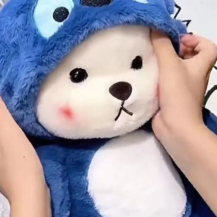 可爱蓝色史迪仔变身小熊毛绒玩具女友生日礼物公仔