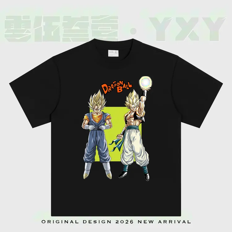 YXY【双王悟吉塔贝吉特】七龙珠重磅动漫美式复古短袖休闲T恤纯棉