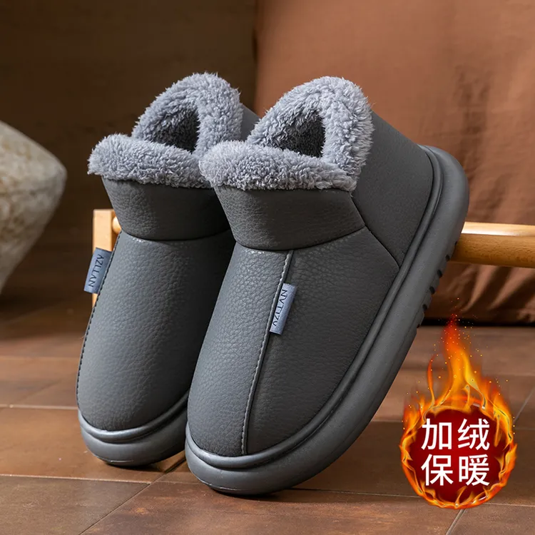 足康乐男士冬季防水雪地靴保暖包跟棉鞋2025新款外穿加厚棉拖鞋女