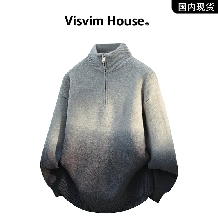 【品牌现货撤柜】VISVIM WINGS秋冬季半拉链高领渐变针织衫毛衣男士