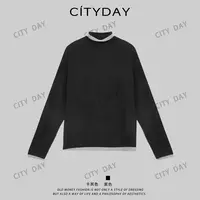 CityDay【楠哥】丝光羊毛假两件小高领撞色无性别长袖毛衣 181
