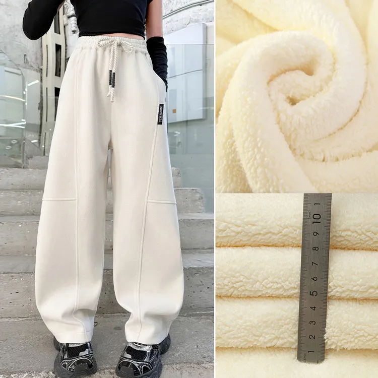 女童冬季裤子加厚羊驼绒卫裤2025新款潮洋气儿童弯刀长裤厚实保暖