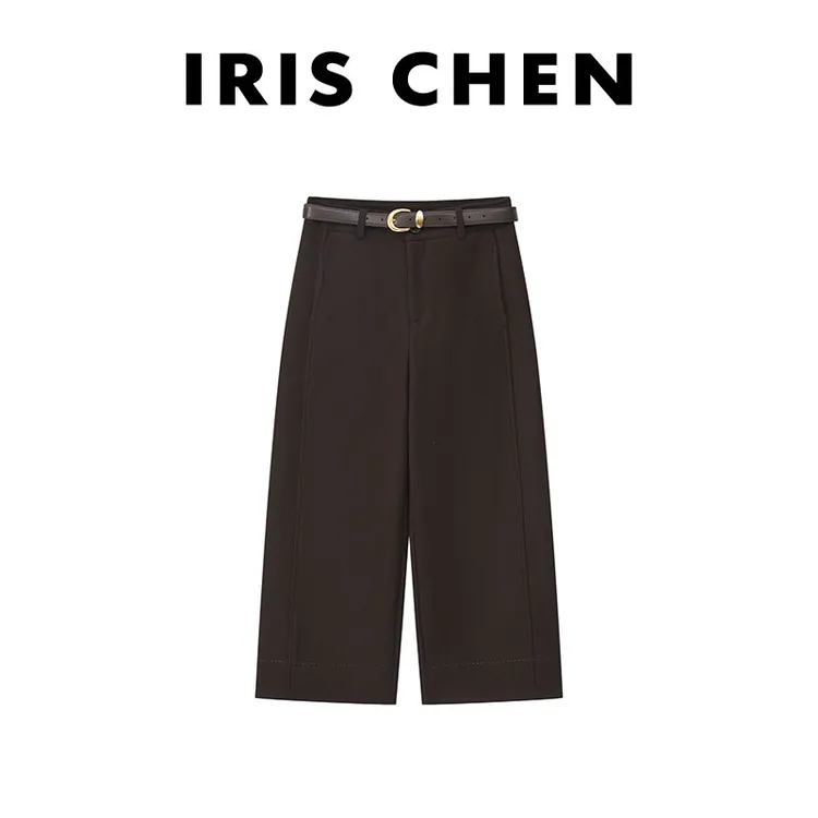 【配腰带】IRIS CHEN 高管裤 25秋冬“绵羊毛540g”棉质九分直筒休闲裤25KZ966