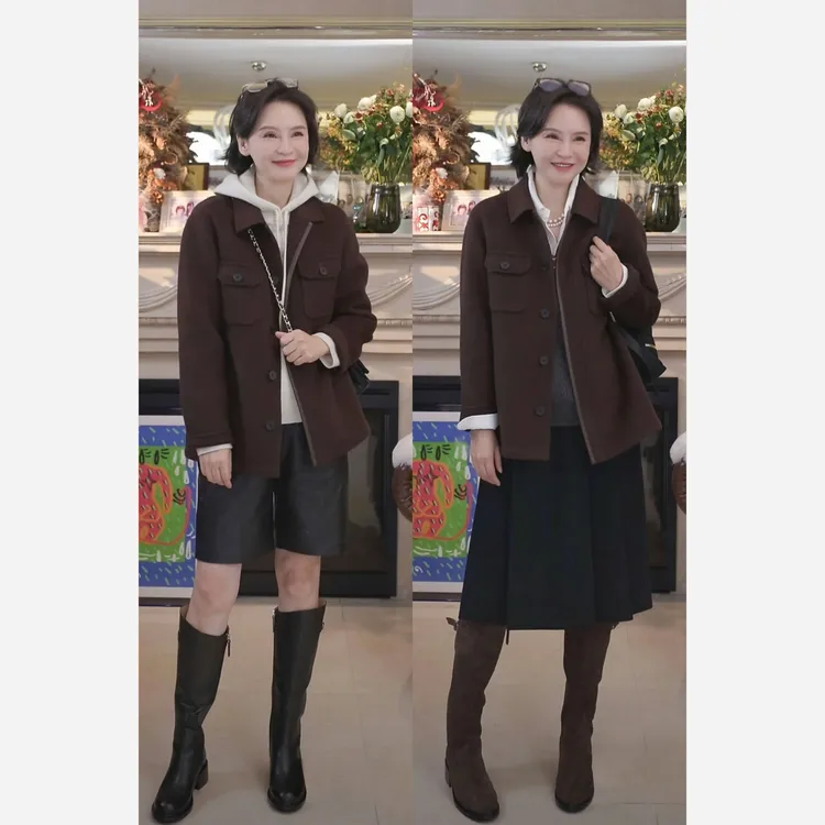 我是摩羯黑标 凡戴克棕 80支100绵羊毛口袋秋冬双面呢外套大衣
