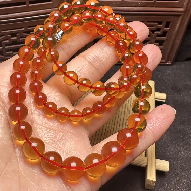 天然缅甸琥珀血红茶塔链妈妈链一物一证官方质检保障