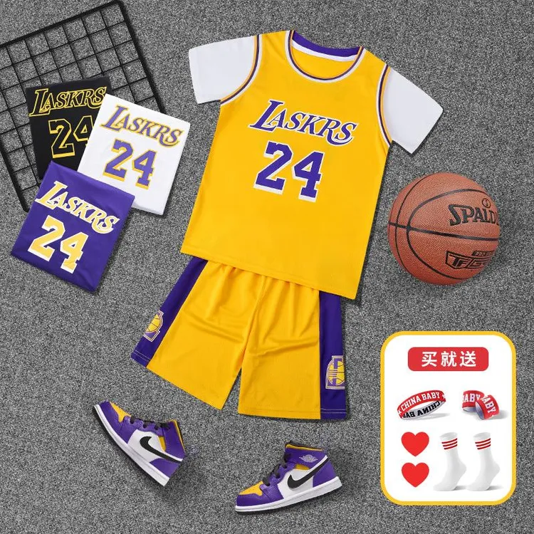 儿童篮球服男童速干套装科比24号湖人球衣女孩小学生训练运动队服
