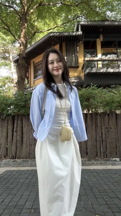 韩系慵懒风蓝色衬衫女2025新款宽松防晒松弛感长袖上衣百搭休闲裤