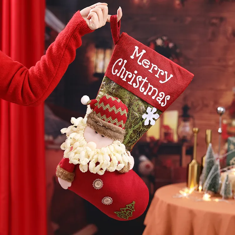 圣诞袜子袋大号圣诞节装饰儿童糖果袋幼儿园老人雪人圣诞礼物