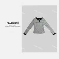Peacezone 进口棉混纺 长袖圆领字母设计上衣T恤/16277