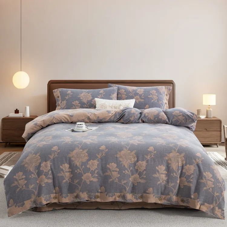 良品绘【七里香-多色】全棉色织提花A类双层纱四件套柔软亲肤四季用