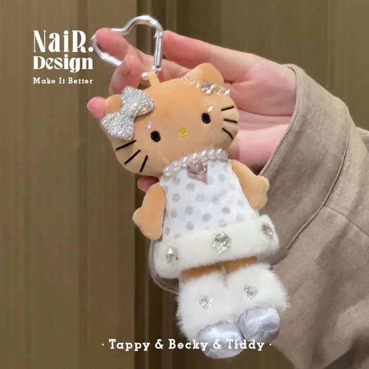 古莉奈尔雪闪钻千金KT原创贴钻可爱长腿猫包挂件毛绒公仔玩偶包挂