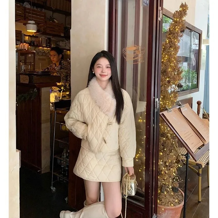 新中式小个子冬季穿搭时尚气质洋气加厚保暖潮流百搭秋冬加绒套装