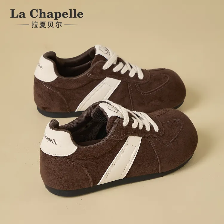 拉夏贝尔女鞋2025冬季新款内增高百搭板鞋复古德训鞋运动休闲鞋子