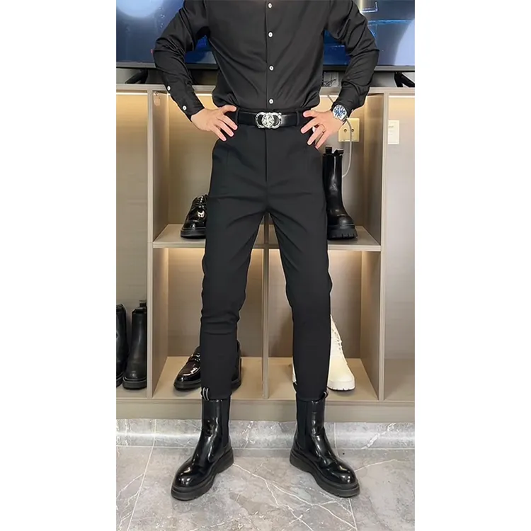 高级感西裤修身小脚裤个性潮流休闲裤黑色马丁靴束脚裤韩版铅笔裤