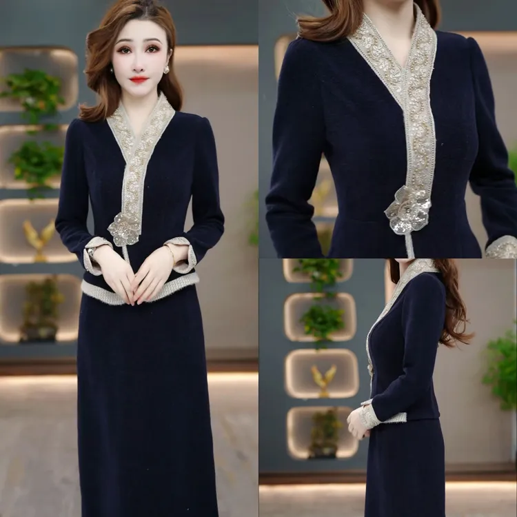 冬季显瘦连衣裙2025新款气质时尚减龄修身收腰打底裙CY25K3585款