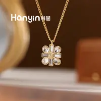 铜合金项链 高定轻奢气质凯旋门十字架水滴项链小众高级感AAA