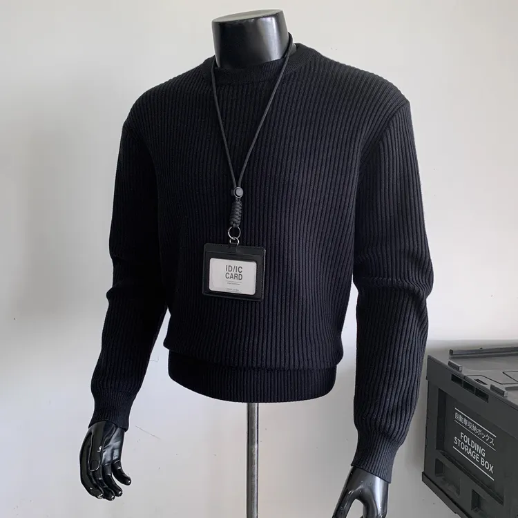 圆领毛衣男款2025新款秋季加厚内搭针织衫男士长袖t恤