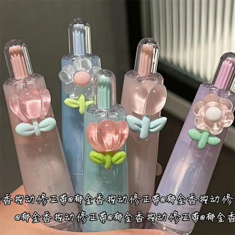 可爱郁金香按动修正带ins风高颜值少女心果冻色涂改带